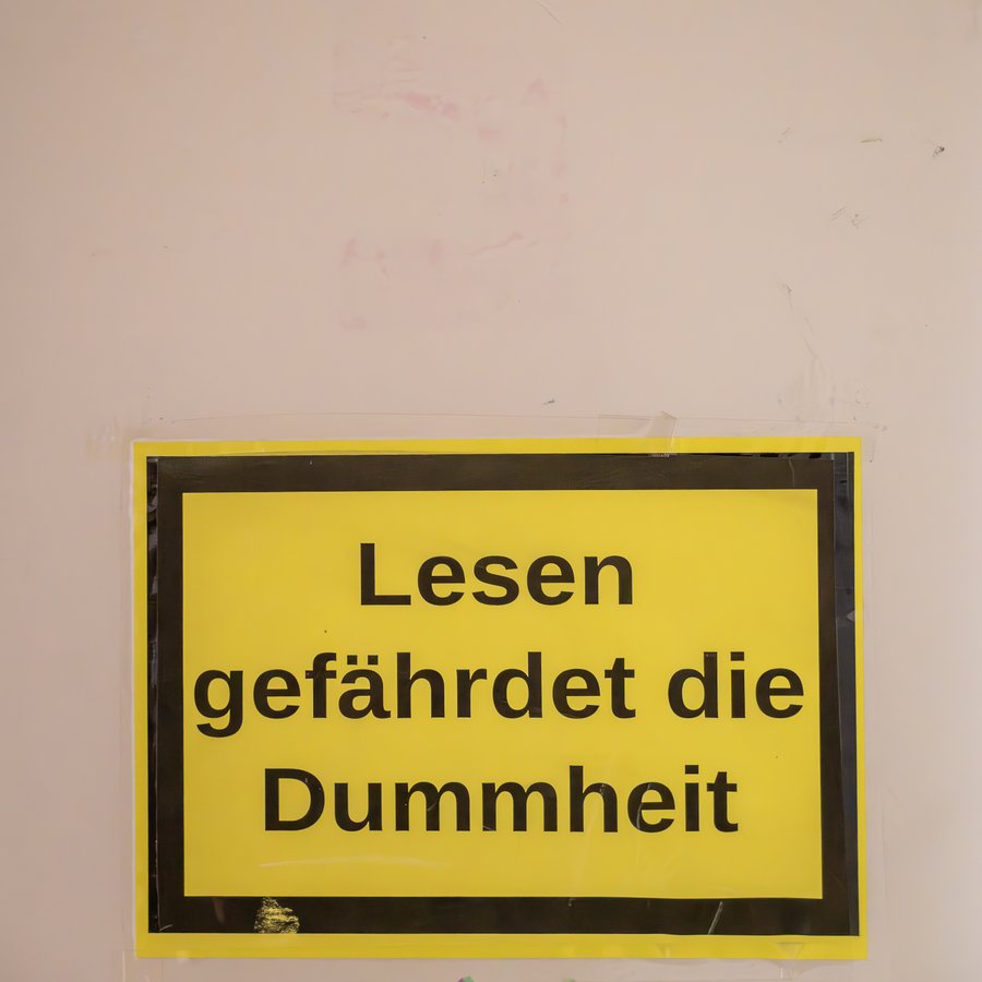 Schild: Lesen gefährdet die Dummheit