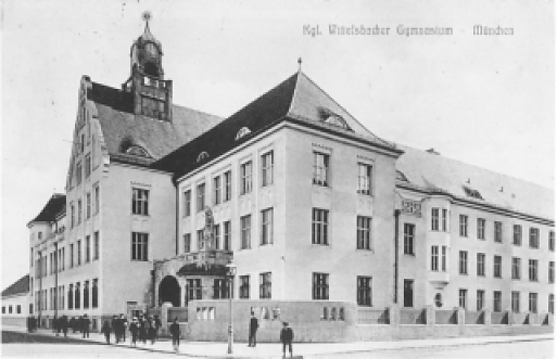 Postkarte Vorderansicht des Schulgebäudes